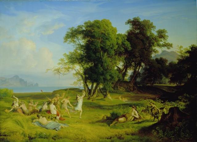 Ideale Landschaft mit Bacchanten und Bacchantinnen Staatsgalerie