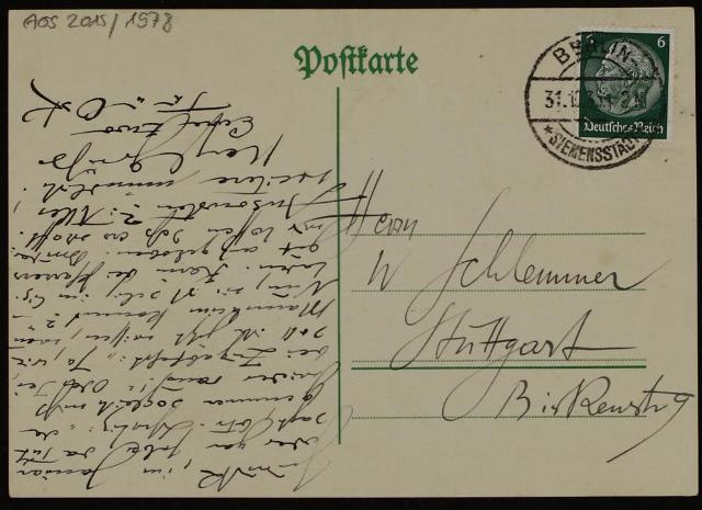 Lieber Willy! Schönen Dank für die... Staatsgalerie