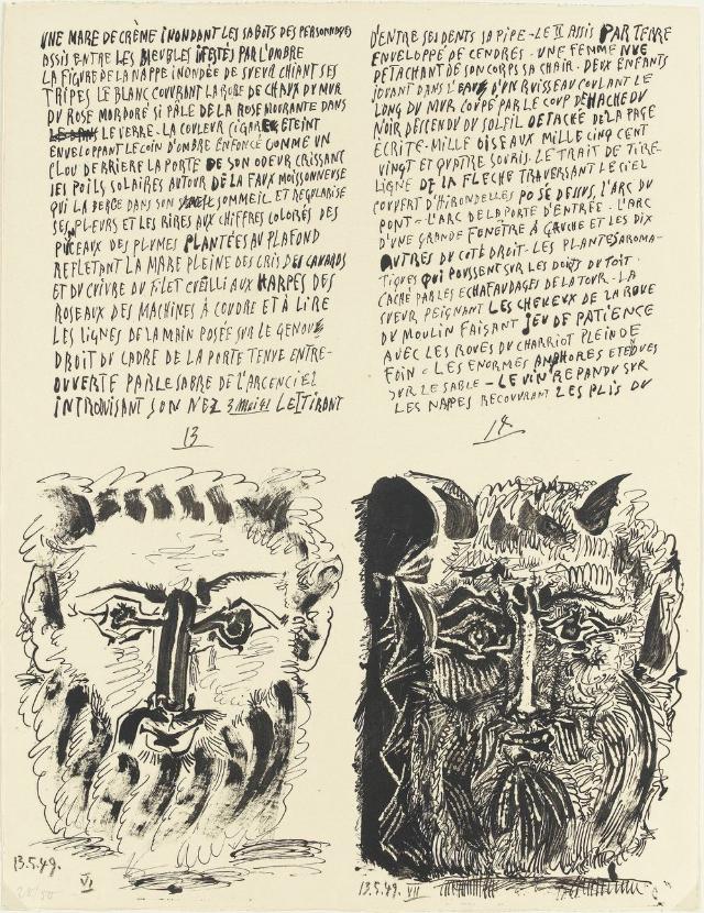 Blatt 8 aus Poèmes et Lithographies (Fragment d'un texte de Picasso
