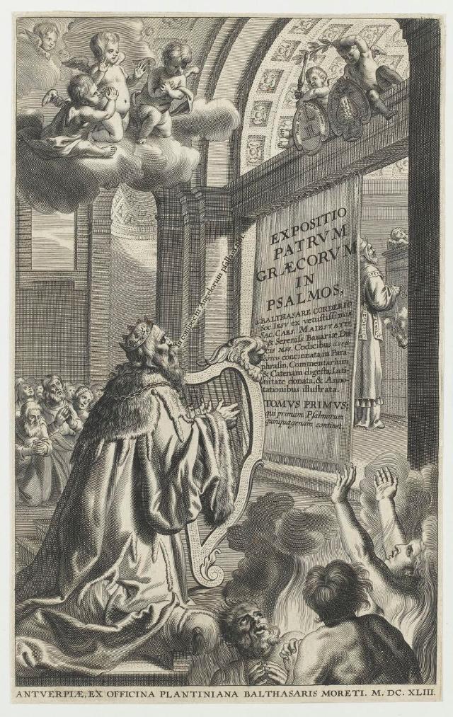 König David, Harfe spielend (Titelblatt zu: Balthasar Cordier ...