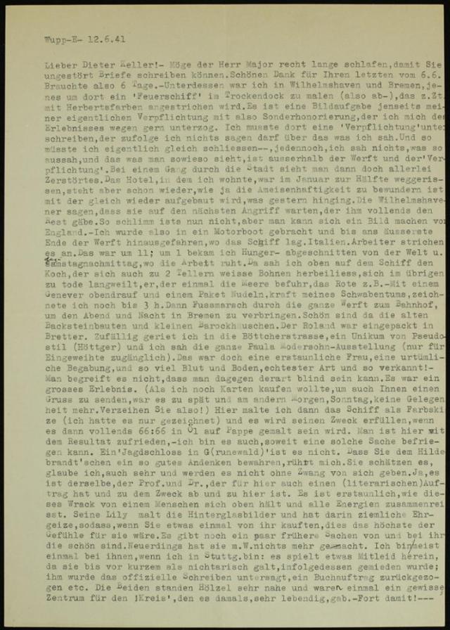 Lieber Dieter Keller! - Möge der Herr Major recht lange... | Staatsgalerie